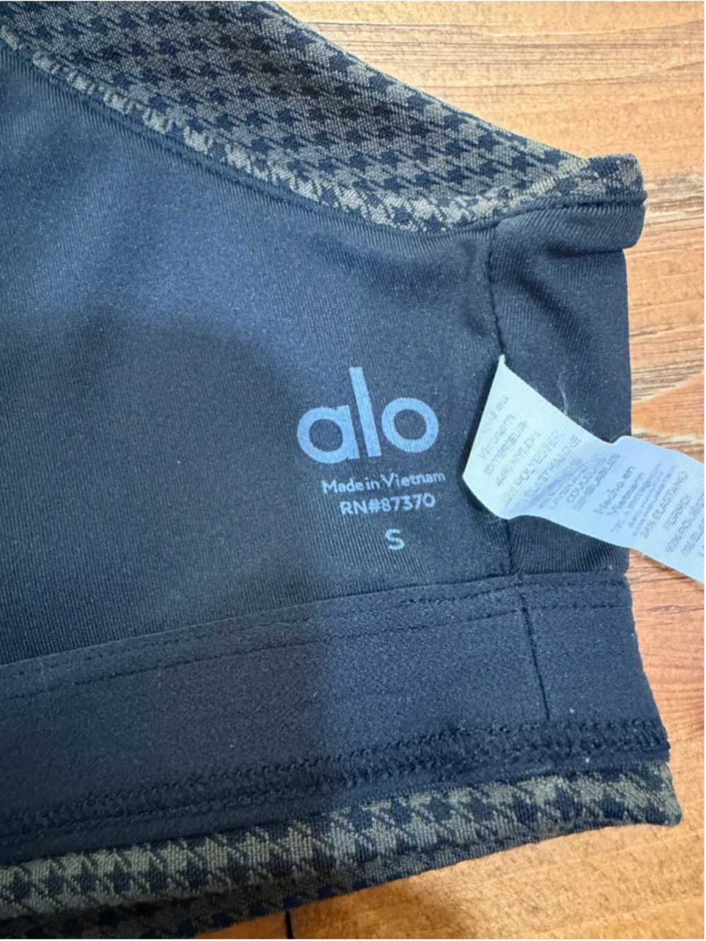 Alo Yoga Houndstooth Jacquard Longline Sports Bra Crop Top S